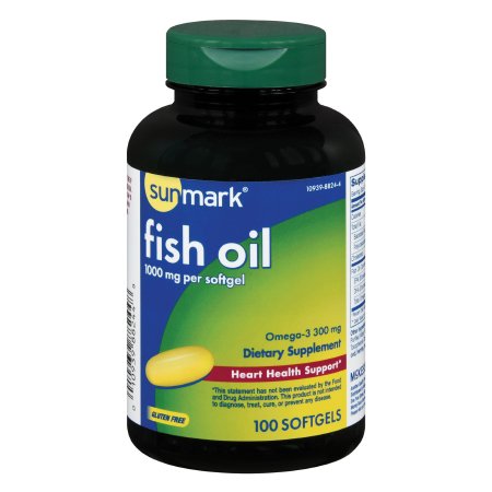 Omega 3 Supplement sunmark® Fish Oil 1000 mg Strength Softgel 100 per Bottle