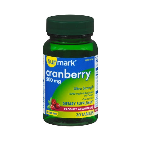 Dietary Supplement sunmark® Cranberry Extract 500 mg Strength Tablet 36 per Bottle Cranberry Flavor