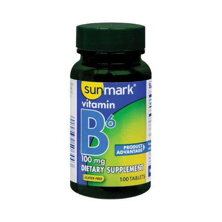 Vitamin Supplement sunmark® Vitamin B6 100 mg Strength Tablet 100 per Bottle