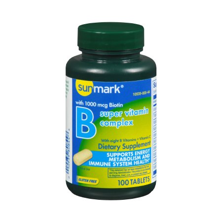 Multivitamin Supplement sunmark® Vitamin B, Asorbic Acid, Biotin Tablet 100 per Bottle