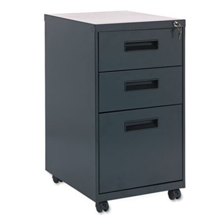 Alera® Three-Drawer Metal Pedestal File, 14.96w x 19.29d x 27.75h, Charcoal