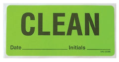 Market Lab Inc Pre-Printed Label Instructional Label Fluorescent Green Paper CLEAN Date_____Initial_________ Black 1.8 X 4 Inch - M-1111429-3626 - Roll of 1