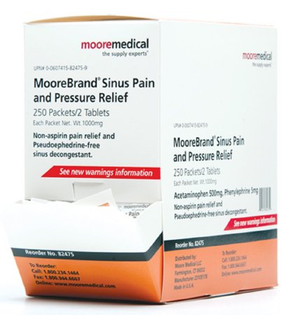 Cold and Sinus Relief McKesson Brand 500 mg - 5 mg Strength Tablet 2 per Pack