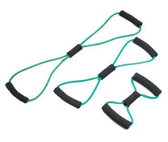 Fabrication Enterprises Exercise Resistance Tubing with Handles Set CanDo® BowTie™ Green Assorted Lengths Medium Resistance