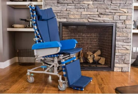 Med-Mizer Reclining Wheelchair Flex Tilt Steel Frame 350 lbs. Weight Capacity Blue Upholstery