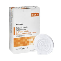 Elastic Net Retainer Dressing McKesson Tubular Elastic 14-1/2 Inch X 25 Yard Size 5 White X-Small Head / Small Shoulder / Thigh NonSterile