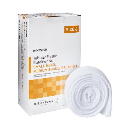 Elastic Net Retainer Dressing McKesson Tubular Elastic 18-1/2 Inch X 25 Yard (47 cm X 22.9 m) Size 6 White Small Head / Medium Shoulder / Thigh NonSterile