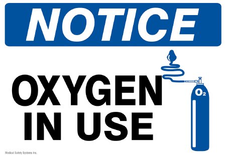 Medical Safety Systems Door Sign Caution Oxygen In Use - M-1113520-2514 - Each