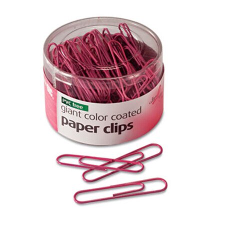 Officemate Pink Coated Paper Clips, Jumbo, Pink, 80/Pack