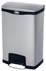 RJ Schinner Co Trash Can Rubbermaid® Slim Jim® 13 gal. Rectangular Black Stainless Steel Step On - M-1114179-2905 - Each