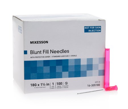 Fill Needle McKesson 45° Blunt Bevel 18 Gauge 1-1/2 Inch - M-1114988-1342 - Case of 1000