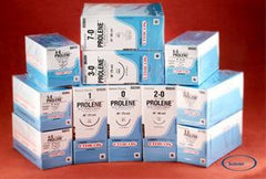 Suture with Needle Prolene Nonabsorbable Uncoated Blue Suture Monofilament Polypropylene Suture Size 6 - 0 30 Inch Suture Double-Armed 10.5 mm Length 3/8 Circle Taper Point Needle