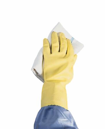 Ansell Utility Glove Medium Flock Lined Latex Yellow 12 Inch Straight Cuff NonSterile - M-197163-2965 - Case of 144