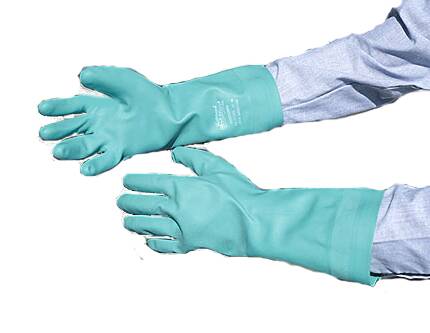 Grainger Chemical Protection Glove Sol-Vex® Size 8 Flock Lined Green 13 Inch Straight Cuff NonSterile - M-507767-1605 - Pair