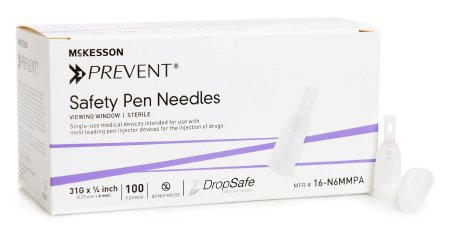 Insulin Pen Needle McKesson Prevent® 31 Gauge 1/4 Inch Length Safety Sheild - M-1118151-3016 - Case of 2000