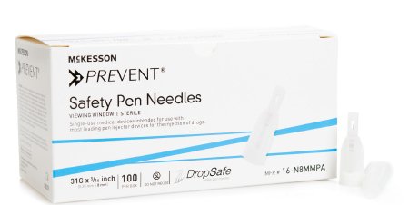 Insulin Pen Needle McKesson Prevent® 31 Gauge 5/16 Inch Length Safety Sheild - M-1118153-3455 - Case of 2000