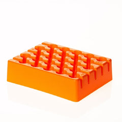 Simport Scientific Microcentrifuge Microcentrifuge Rack 25 Place 5 mL Tube Size Orange 38 X 45 X 113 mm