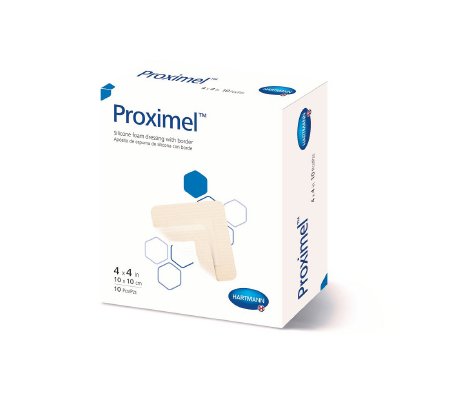 Hartmann Silicone Foam Dressing Proximel™ 4 X 4 Inch Square Silicone Adhesive Without Border Sterile