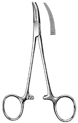 Fine Surgical Hemostatic Forceps Halsted-Mosquito 5 Inch Length Surgical Grade Stainless Steel Ratchet Lock Finger Ring Handle Curved Serrated Tips - M-1119610-1731 - Each