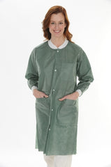 Valumax International Lab Coat ValuMax® Extra-Safe™ Olive Green Large Knee Length Limited Reuse