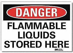 Grainger Wall Sign Caution Danger Flammable Liquids Stored Here - M-1121901-2968 - Each