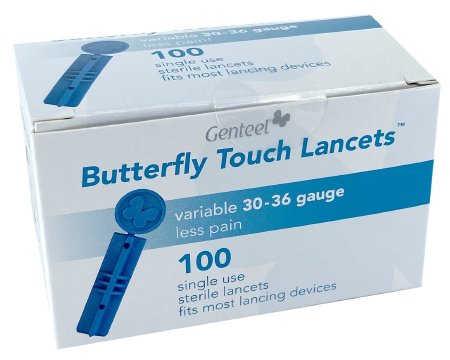 Genteel LLC Lancet Genteel Butterfly Lancet Needle Multiple Depth Settings 30 to 36 Gauge Push Button Activated