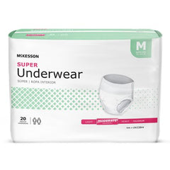 Unisex Adult Absorbent Underwear McKesson Pull On with Tear Away Seams Medium Disposable Moderate Absorbency - M-1123832-1973 - Case of 80