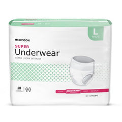 Unisex Adult Absorbent Underwear McKesson Pull On with Tear Away Seams Large Disposable Moderate Absorbency - M-1123833-3054 - Case of 72