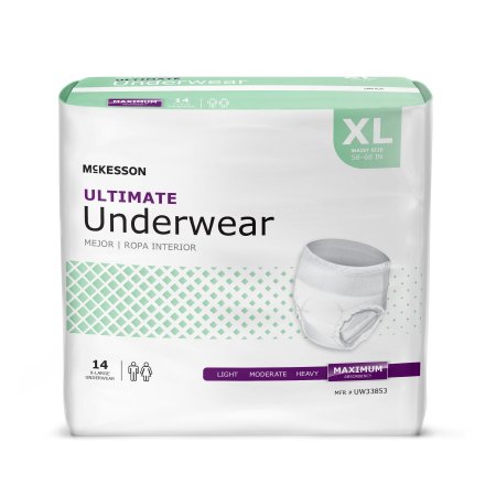 Unisex Adult Absorbent Underwear McKesson Pull On with Tear Away Seams X-Large Disposable Heavy Absorbency - M-1123837-1510 - Case of 56