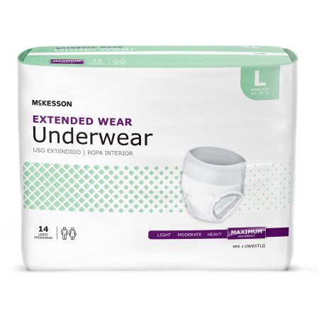 Unisex Adult Absorbent Underwear McKesson Pull On with Tear Away Seams Large Disposable Heavy Absorbency - M-1123839-3924 - Bag of 14