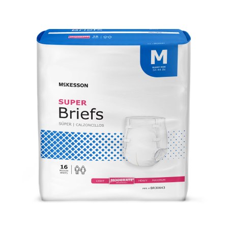 Unisex Adult Incontinence Brief McKesson Medium Disposable Moderate Absorbency - M-1123841-1660 - Case of 96