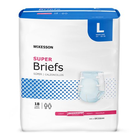 Unisex Adult Incontinence Brief McKesson Large Disposable Moderate Absorbency - M-1123842-1750 - Bag of 18