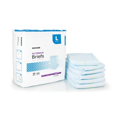 Unisex Adult Incontinence Brief McKesson Large Disposable Heavy Absorbency - M-1123845-1117 - Bag of 18