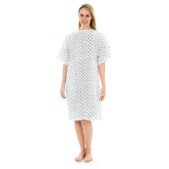 Royal Blue Intl Patient Exam Gown One Size Fits Most White / Blue Print Reusable