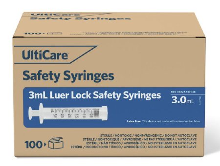 Ultimed General Purpose Syringe UltiCare® 3 mL Individual Pack Luer Lock Tip Retractable Safety - M-1125260-4670 - Case of 500