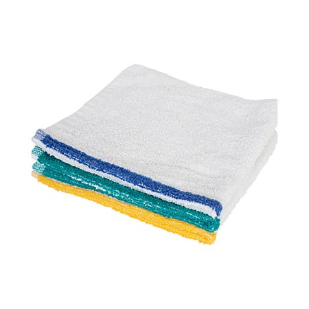 Royal Blue Intl Bar Towel 17 X 20 Inch OE Cotton Terry Cloth White Stripe Reusable