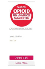 United Ad Label Pre-Printed Label UAL™ Allergy Alert Red Paper Caution OPIOID Risk of Overdose and Addiction White Alert Label 3/4 X 3/4 Inch - M-1126065-4861 - Roll of 1