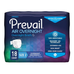 First Quality Unisex Adult Incontinence Brief Prevail Air™ Overnight Size 2 Disposable Heavy Absorbency - M-1126351-2906 - Case of 72