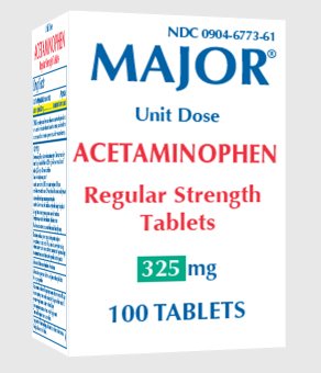 Major Pharmaceuticals Pain Relief Major® 325 mg Strength Acetaminophen Unit Dose Tablet 100 per Bottle