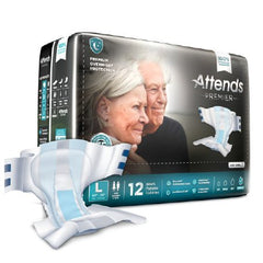 Attends Healthcare Products Unisex Adult Incontinence Brief Attends® Premier Large Disposable Heavy Absorbency - M-1128074-4033 - Bag of 12