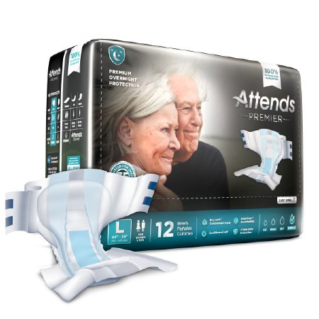 Attends Healthcare Products Unisex Adult Incontinence Brief Attends® Premier Large Disposable Heavy Absorbency - M-1128074-1176 - Case of 48