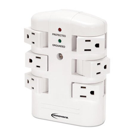 Innovera® Wall Mount Surge Protector, 6 Outlets, 2160 Joules, White