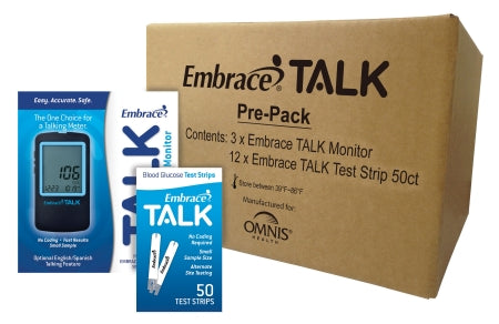 Omnis Health PRE-PACK, EMBRACE TALK W/3 METERS & 12 50CT STRIPS