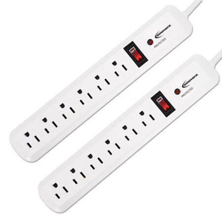 Innovera® Surge Protector, 6 Outlets, 4 ft Cord, 540 Joules, White, 2/PK