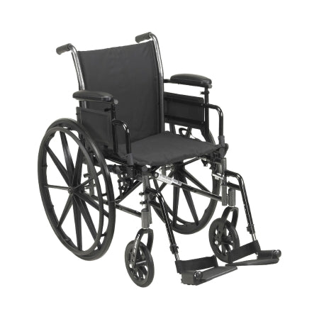 Lightweight Wheelchair drive™ Cruiser III Dual Axle Desk Length Arm Flip Back / Removable Padded Arm Style Swing-Away Footrest Black Upholstery 18 Inch Seat Width 300 lbs. Weight Capacity