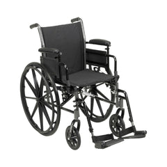 Lightweight Wheelchair drive™ Cruiser III Dual Axle Desk Length Arm Flip Back / Removable Padded Arm Style Elevating Legrest Black Upholstery 18 Inch Seat Width 300 lbs. Weight Capacity