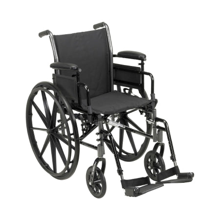 Lightweight Wheelchair drive™ Cruiser III Dual Axle Desk Length Arm Flip Back / Removable Padded Arm Style Elevating Legrest Black Upholstery 20 Inch Seat Width 300 lbs. Weight Capacity