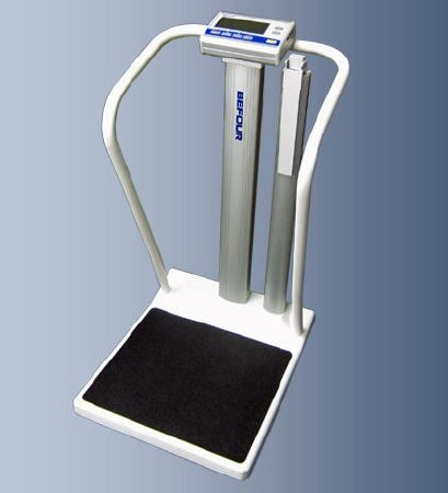 Befour Column Scale with Handrail Befour Digital Display 1000 lbs. / 474 kg Capacity Black / Silver / White Battery Operated