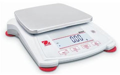 Fisher Scientific Food / Lab Scale Ohaus® Digital LCD Display 1200 Gram Capacity Red / White AC Adapter / Battery Operated