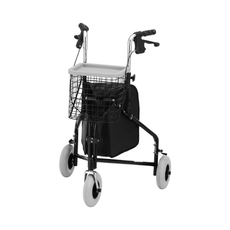 Nova Ortho-Med 3 Wheel Rollator Traveler® Black Adjustable Height Aluminum Frame